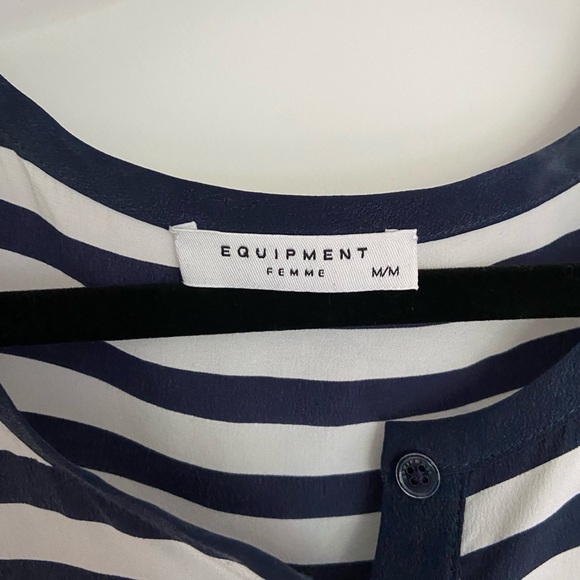 Equipment Silk Blue and White Nautical Shirt M - Picture 4 of 5